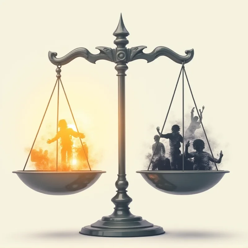 A digital representation of a scale, symbolizing fact-checking and the balance between truth and falsehood