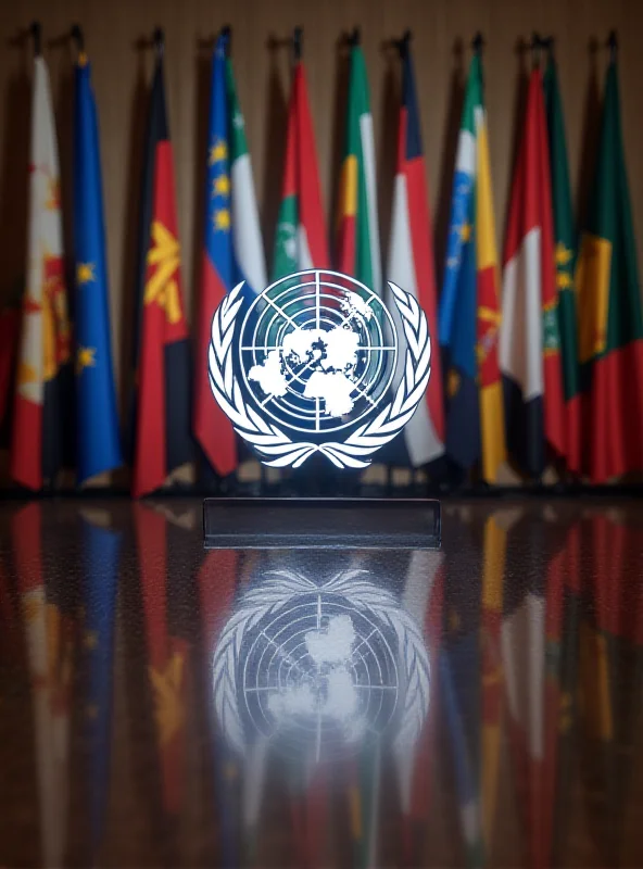 The UN Human Rights Council logo with flags in the background