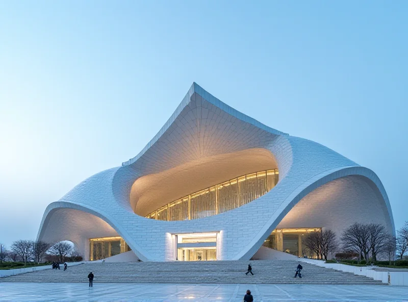 The exterior of the Heydar Aliyev Center in Baku, Azerbaijan, a modern architectural marvel.