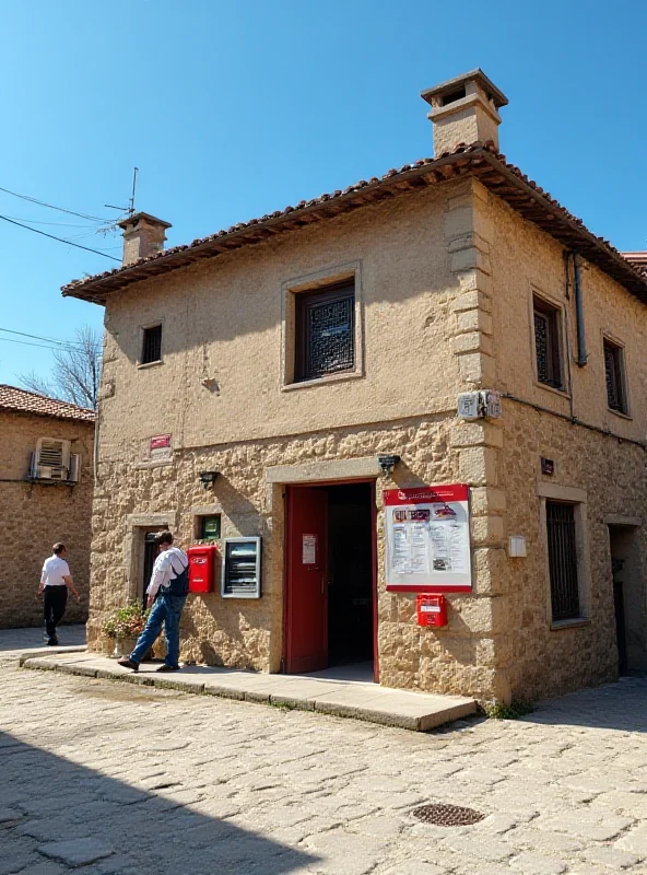 Exterior of a small-town Italian post office with a visible ATM.