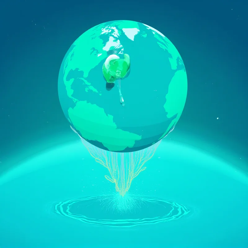 A stylized representation of the Earth with a small rocket ship orbiting above it, and seismic waves emanating from a point on the Earth's surface below.