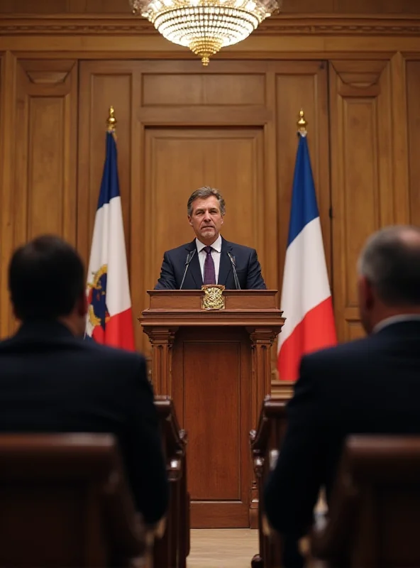 A photo of the Corsica Assembly building during a session, with Gérald Darmanin addressing the members.