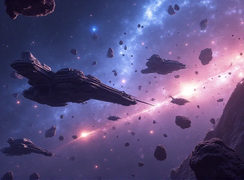 Concept art for a cancelled Star Wars project, depicting a futuristic space battle.