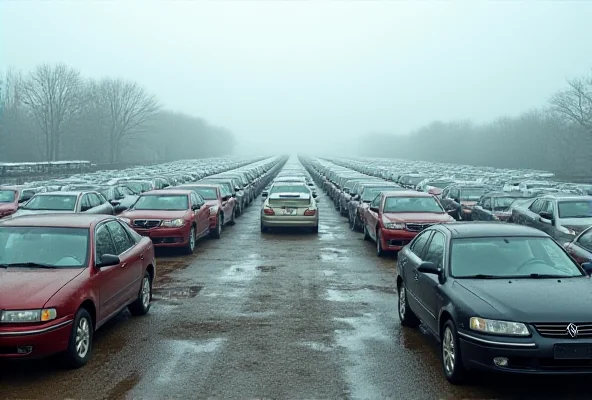 Rows of unsold cars