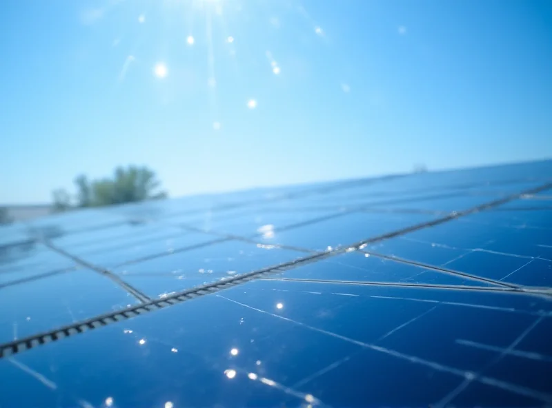 Close-up of solar panels gleaming in the sun in Kazakhstan.