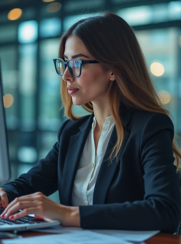 Financial analyst reviewing stock data on a computer