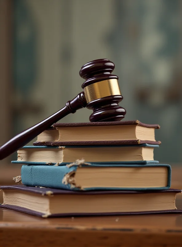 A gavel resting on a stack of law books, symbolizing the justice system.