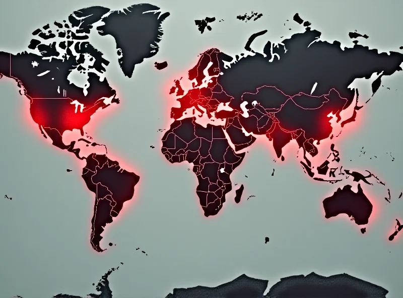 A stylized image of a world map with highlighted areas representing geopolitical tensions.