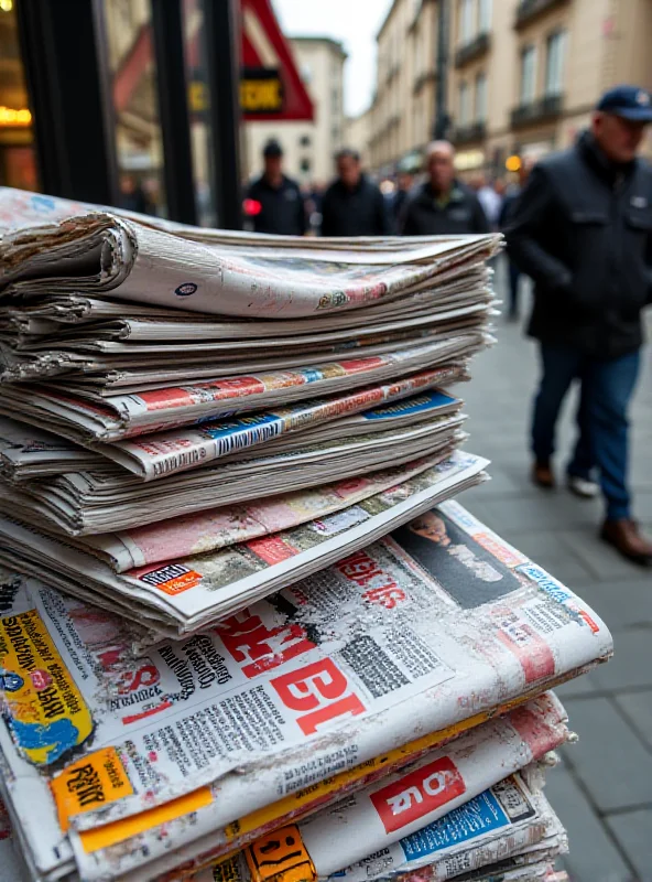 A stack of brightly colored tabloid magazines on a newsstand, each with sensational and exaggerated headlines. The magazines are filled with celebrity gossip, dramatic stories, and eye-catching visuals, creating a sense of chaos and intrigue.