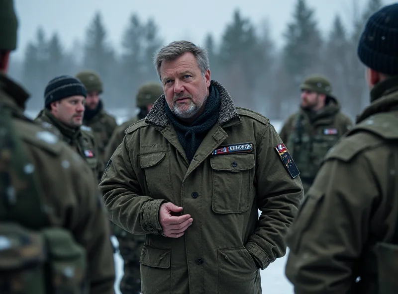 General Janne Jaakkola addressing a group of soldiers during a military exercise in Finland.