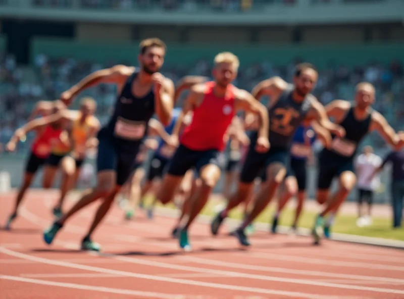 Track and field athletes competing in a race