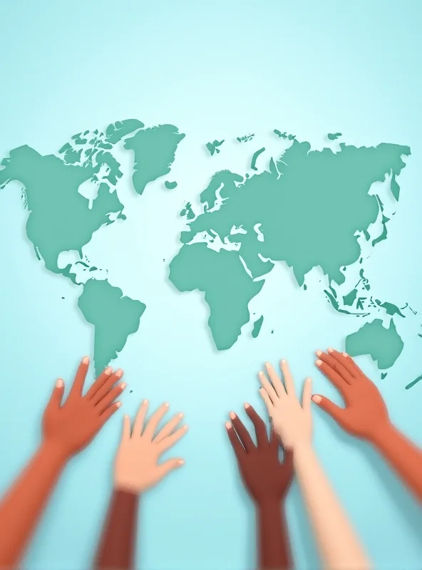 Conceptual image of a world map with hands reaching out, symbolizing the need for foreign aid.