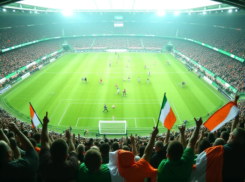 A packed football stadium with fans cheering during a League of Ireland match
