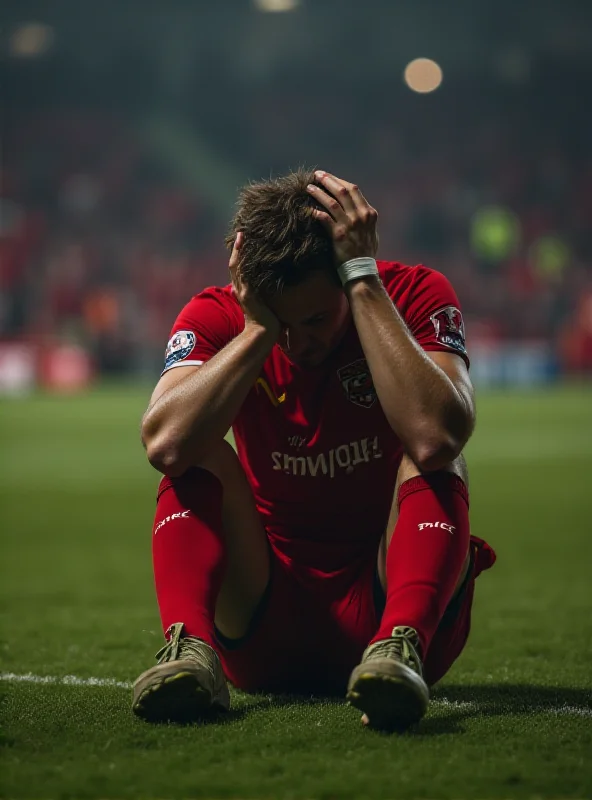 A dejected Southampton football player sitting on the field after a loss.