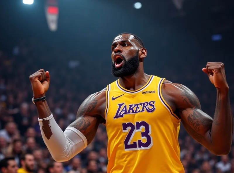 LeBron James celebrating a basket
