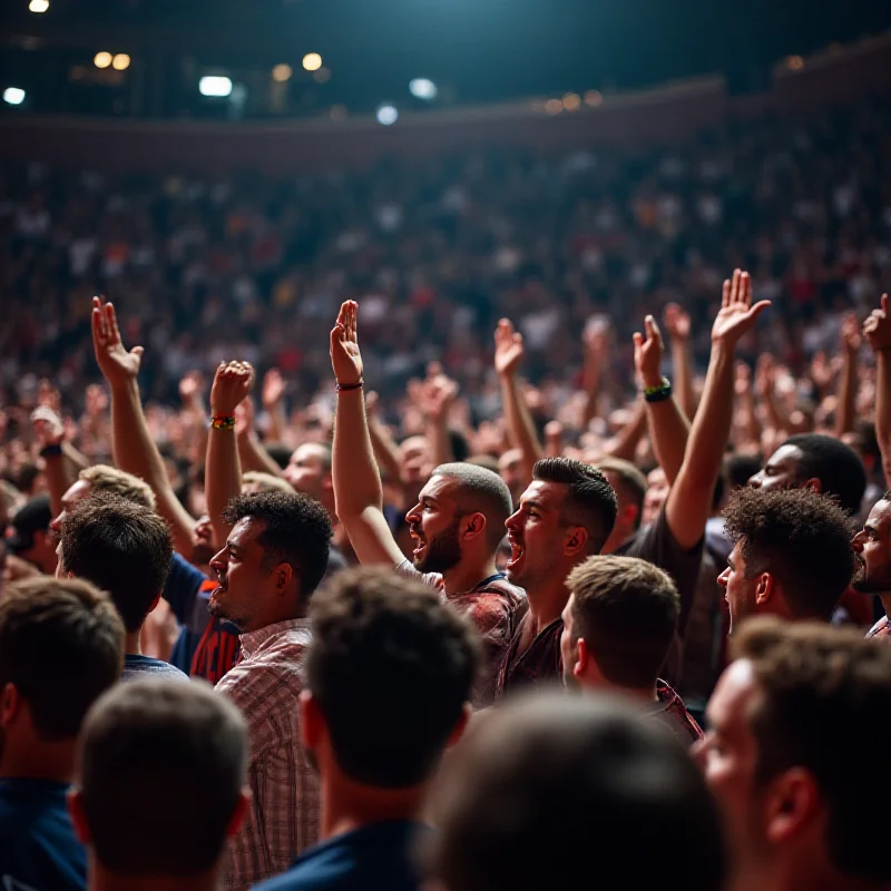 Crowd cheering at a basketball game