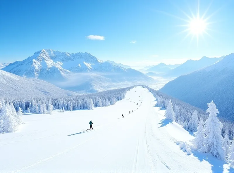 A panoramic view of the Kvitfjell ski resort during a sunny day, showcasing the challenging downhill course.