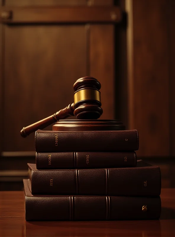 A gavel resting on a stack of legal books, symbolizing justice and legal proceedings.