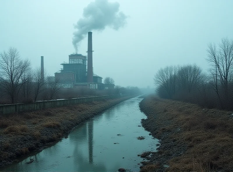 Image depicting polluted industrial area with toxic waste.