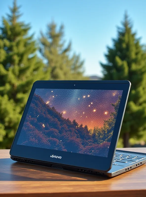 Illustration of a Lenovo Yoga laptop charging with solar panels.