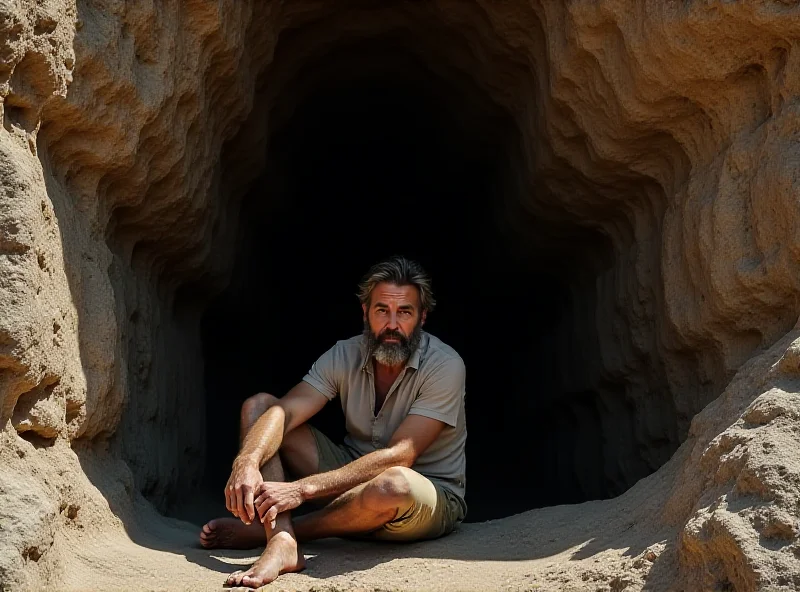 Ali Bozoğlan sitting outside his cave dwelling in Turkey.