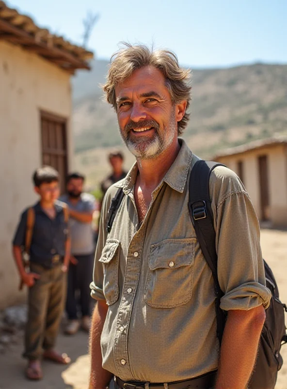 Jan Kammann standing in front of a school in Turkey.
