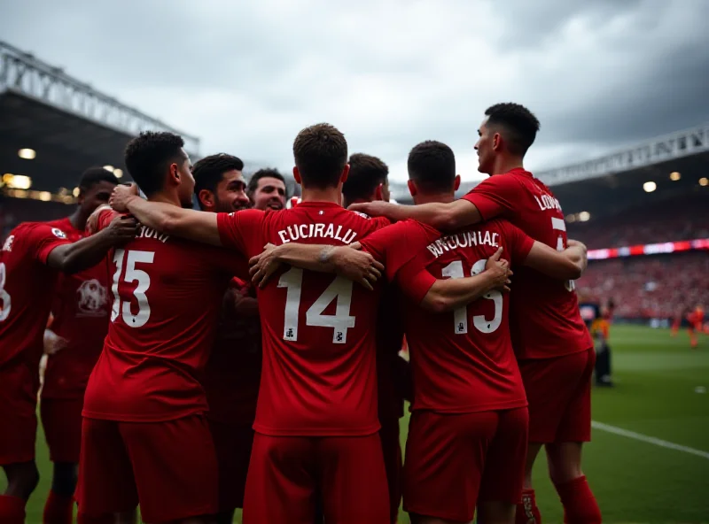 Liverpool players celebrating a goal