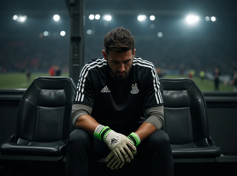 Newcastle goalkeeper looking dejected on the bench