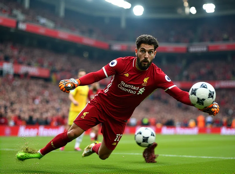 Liverpool goalkeeper Alisson celebrating a save during a Champions League match.