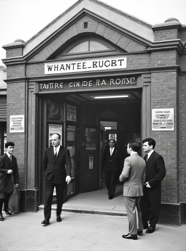A historical photograph of the East Finchley Tube station in London