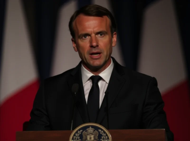 Emmanuel Macron speaking at a podium