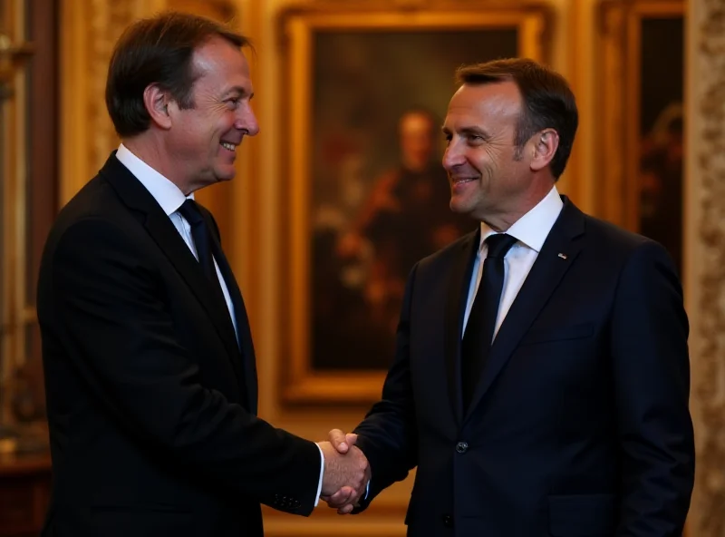 Friedrich Merz and Emmanuel Macron shaking hands