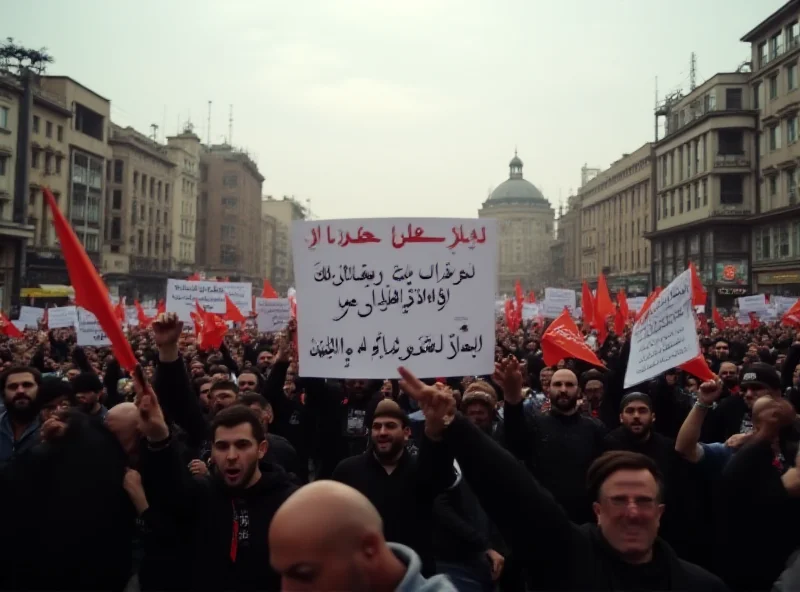 Protesters in the Middle East holding signs and chanting.