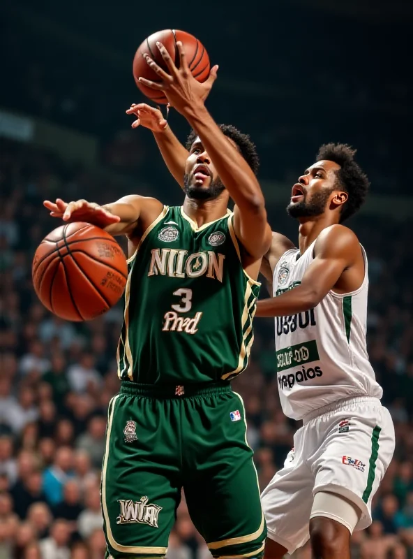 Image of basketball players in action during the Panathinaikos vs Real Madrid game