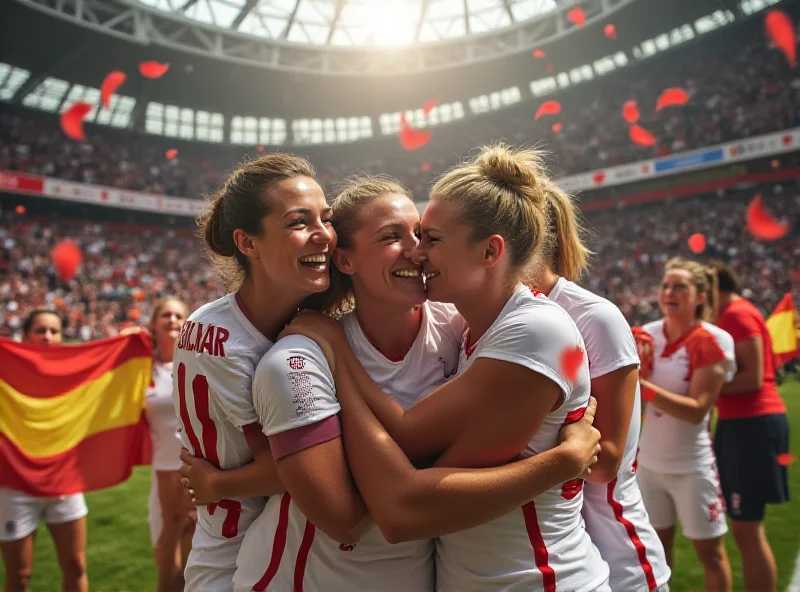 The Lionesses celebrating their victory against Spain