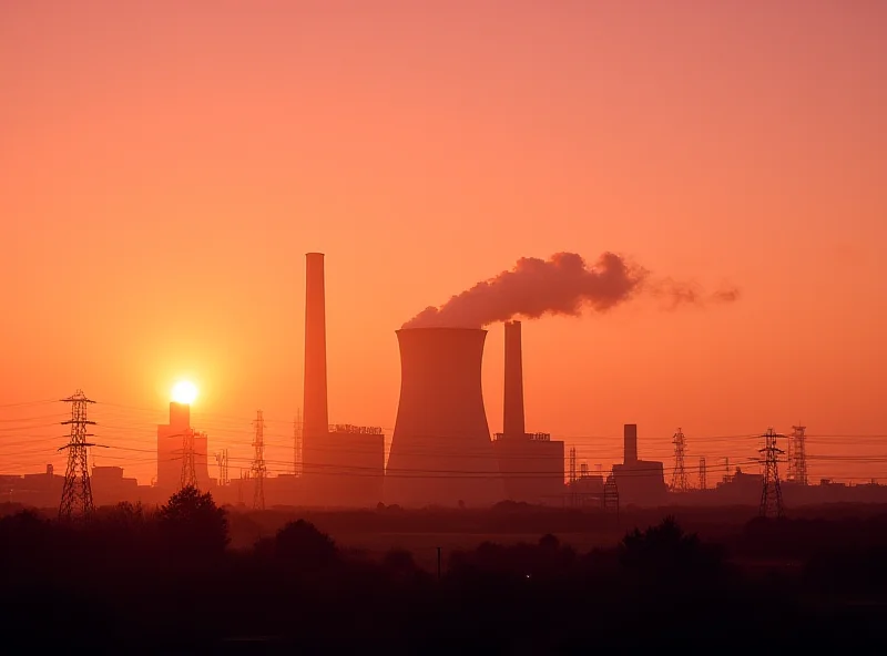 Coal power plant at sunset.