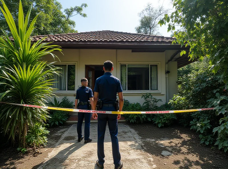 Police investigating a crime scene at a house in Malaysia