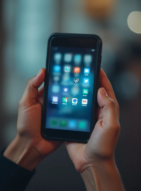 A person using a smartphone with social media apps on the screen.