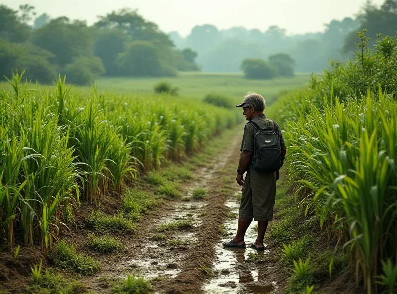 A distressed farmer in Gua Musang, Kelantan, surveying crop damage caused by elephants, highlighting the human-wildlife conflict.
