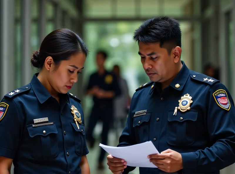 Police officers in Malaysia conducting an investigation.