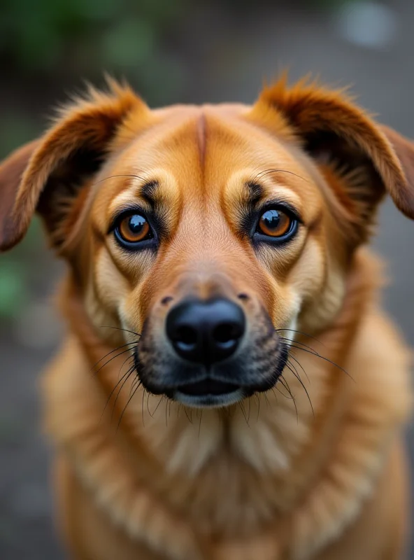 Close-up of a rescued dog's face, showing hope and resilience