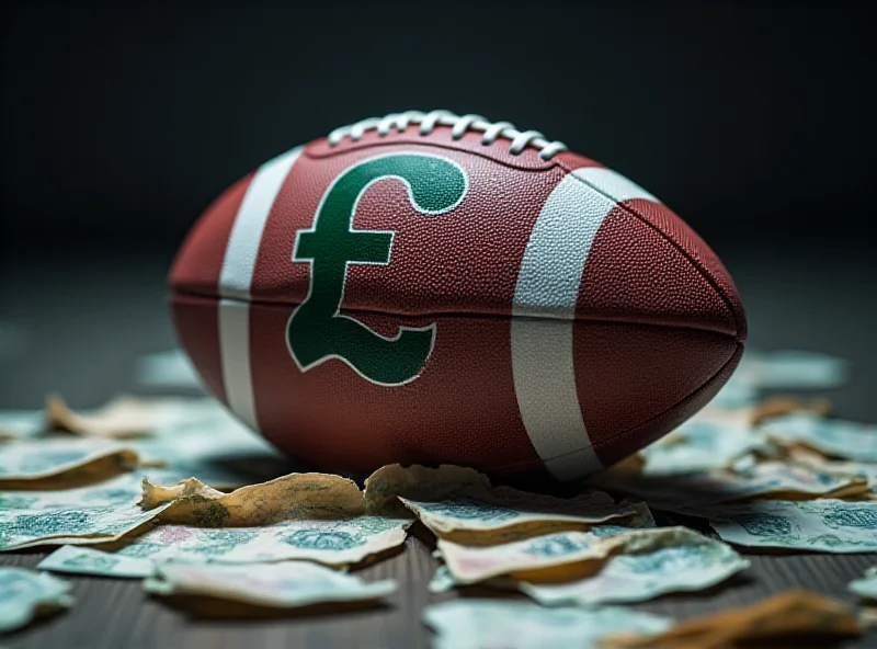 Conceptual image of a football with a pound sign on it, representing the financial burden of Manchester United.