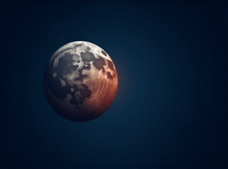 Illustration of a partial lunar eclipse with the Earth's shadow obscuring part of the moon. 