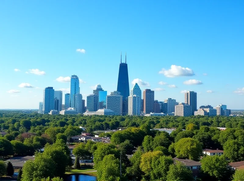 Aerial view of the Charlotte, North Carolina skyline on a sunny day.