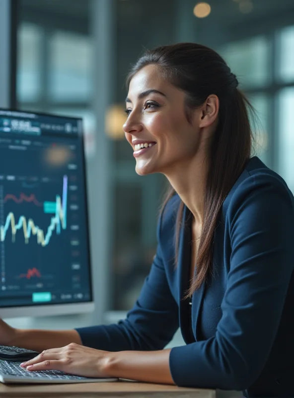 Image of a person looking at a financial chart with a positive outlook.