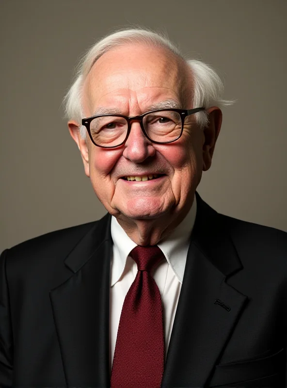 A portrait of Warren Buffett, smiling and looking confident, symbolizing Berkshire Hathaway's success.