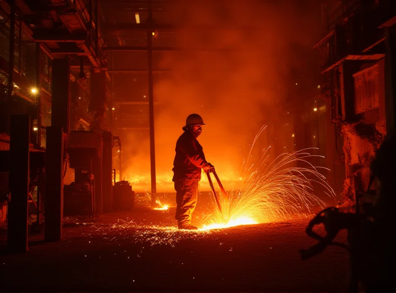 A close-up shot of steel production at a United States Steel Co. plant, showcasing the company's operations.
