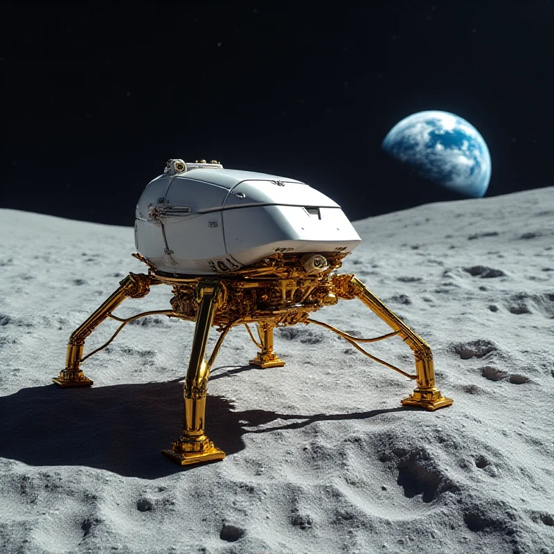 Photo-realistic rendering of the Intuitive Machines Athena lander on the surface of the Moon.