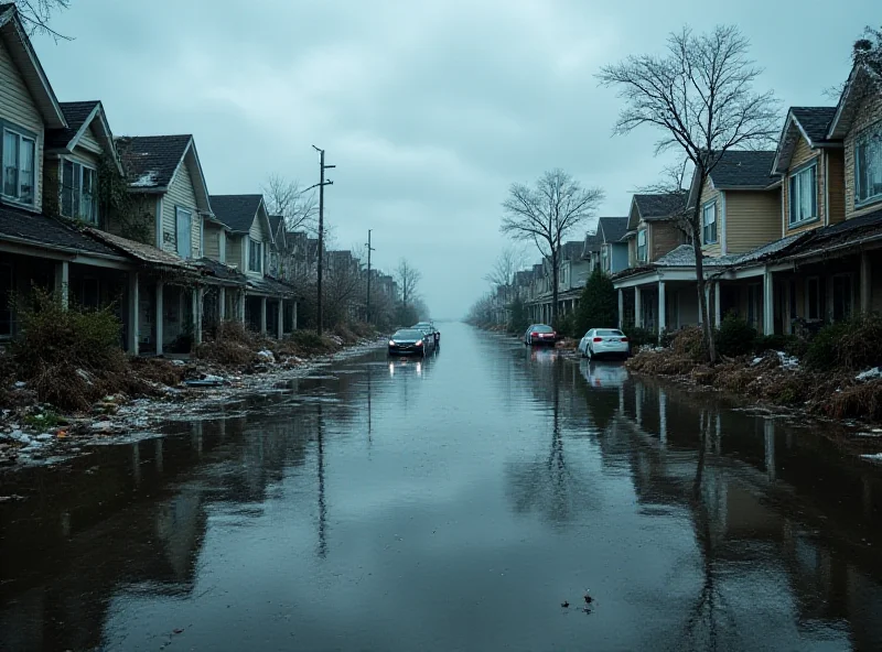 Image depicting a flooded street with a partially submerged car, symbolizing the devastation of the storm.