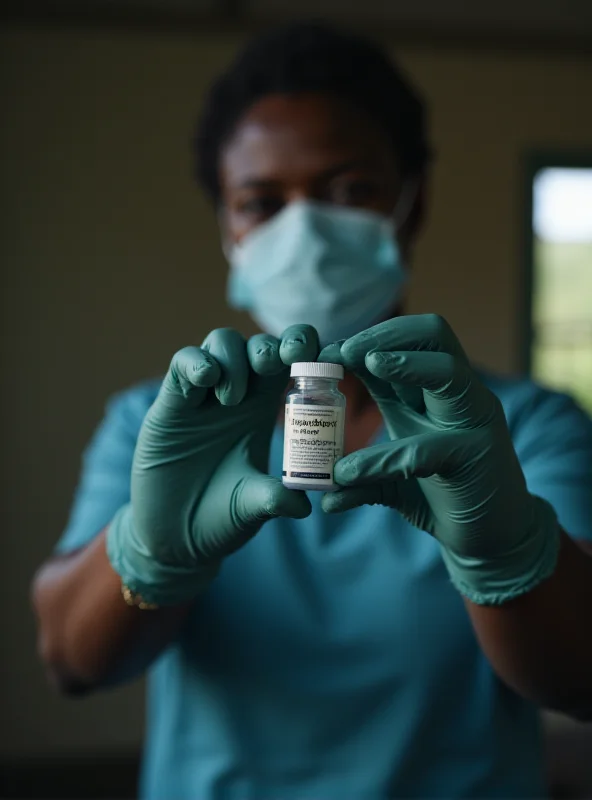 A somber image of a healthcare worker holding medication in South Africa